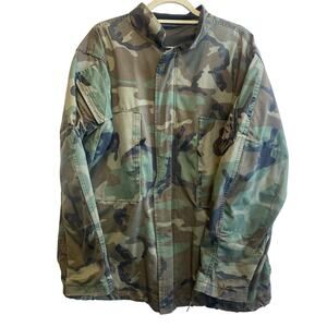 US Army Military Jacket Mens Medium Vintage Camo Utility Field Coat Gorpcore
